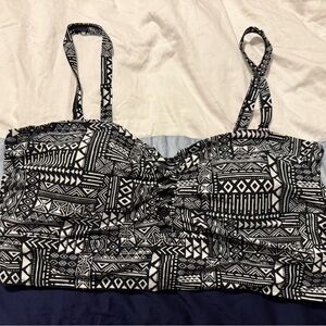 Monochrome Tribal Print Women's Swim Top